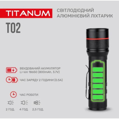 Портативний світлодіодний ліхтарик TITANUM TLF-T02 200Lm 6500K (TLF-T02)